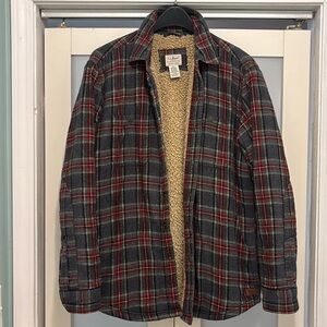 Men's Sherpa-Lined Scotch Plaid Shirt, Slightly Fitted size medium